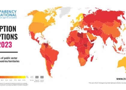 Corruption Perceptions Index 2023, 180 Länder, Karte